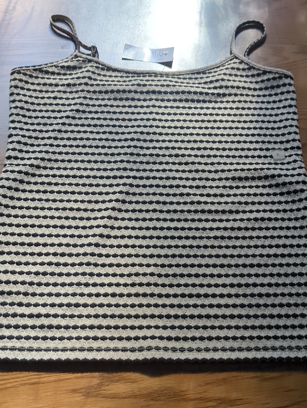 LOFT Black & Cream Striped Knit Camisole Top